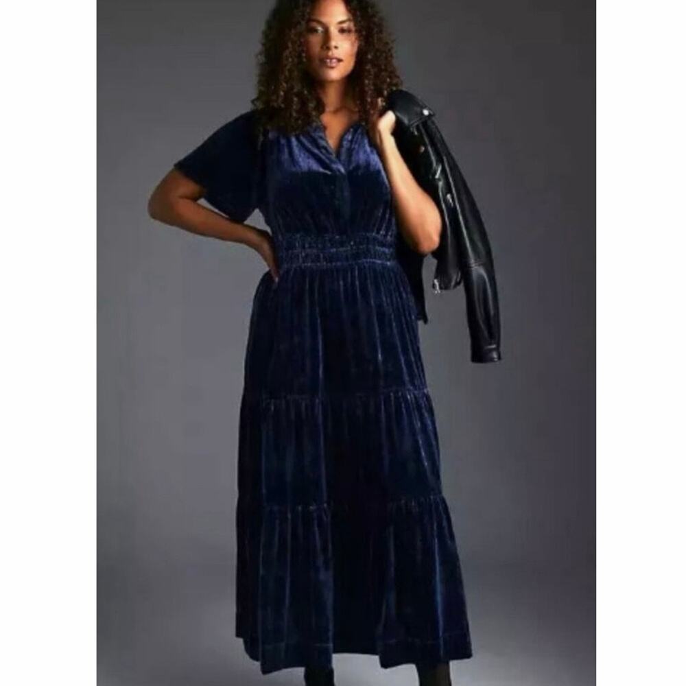 Anthropologie The Somerset Maxi Dress Blue Velvet Edition NWT 2X